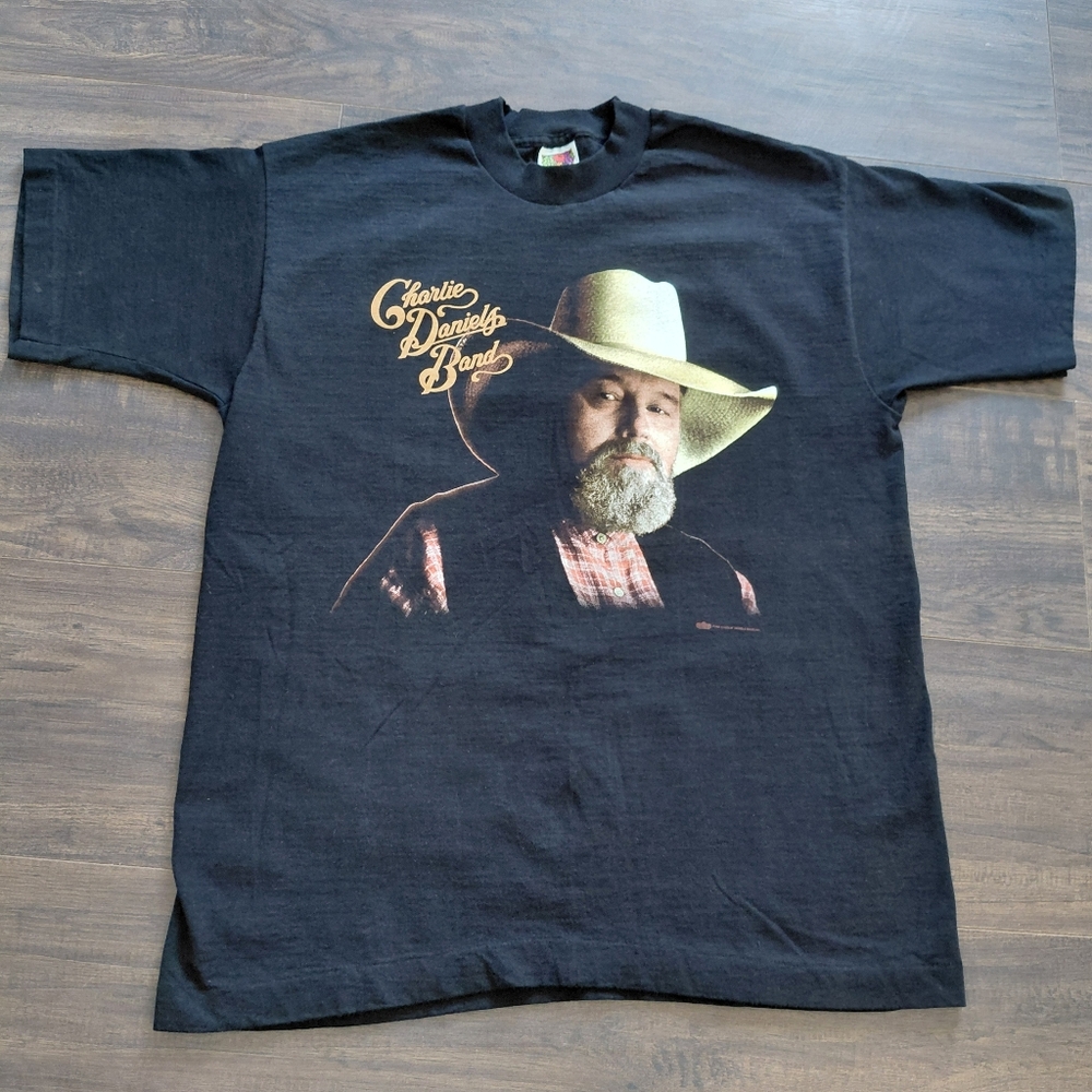 Vintage 90s Charlie Daniels Band T Shirt - Size L- Black - Country Music Tee